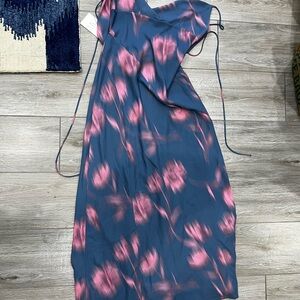 Zara Blue and Pink Floral Maxi Dress
